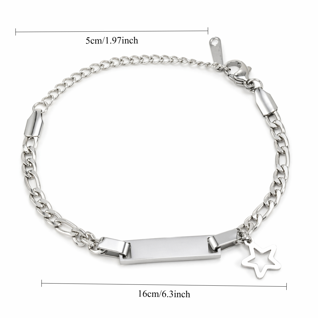 Summer Vacation Rectangle Bar Star Charm Bracelet